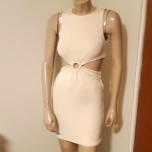 NWT Cream Slinky Cutout Bodycon Mini Dress